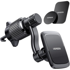 UGREEN Mobile Phone Holder Car Magnetic Ventilation 360° Rotatable Car Mobile Phone Holder with Strong Magnetic Force and Metallic Hook Clip Compatible with iPhone 14 13 12 Pro Max, Galaxy S23 Ultra