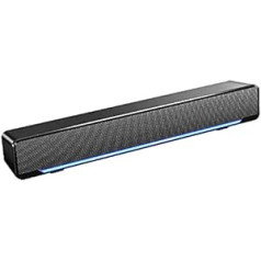 Zunate Soundbar, 3D Stereo Sound Bar, 3D Stereo Sound, USB Cable, 3.5 mm Input, Portable Soundbar for Desktop, Laptop, TV, Smartphone, Tablet PC (Black)