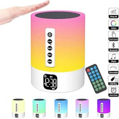 Bluetooth Speaker with Light, Alarm Clock with Light, Touch Dimmable Bedside Lamp, White Noise Machine, RGB Colour Changing Portable Speaker Atmosphere Table Lamp Gifts for Girls Children Boys