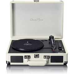 Lenco Classic Phono TT-115 Turntable - Case Turntable - Bluetooth - USB - 3 Speeds - Direct Recording to USB without PC - Belt Drive - Cream