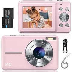 Digital Camera 1080P FHD Photo Camera 44MP Camera 16X Digital Zoom Simple Compact Cameras Portable Digital Camera for Children Teenagers Students Seniors Beginners (Pink)