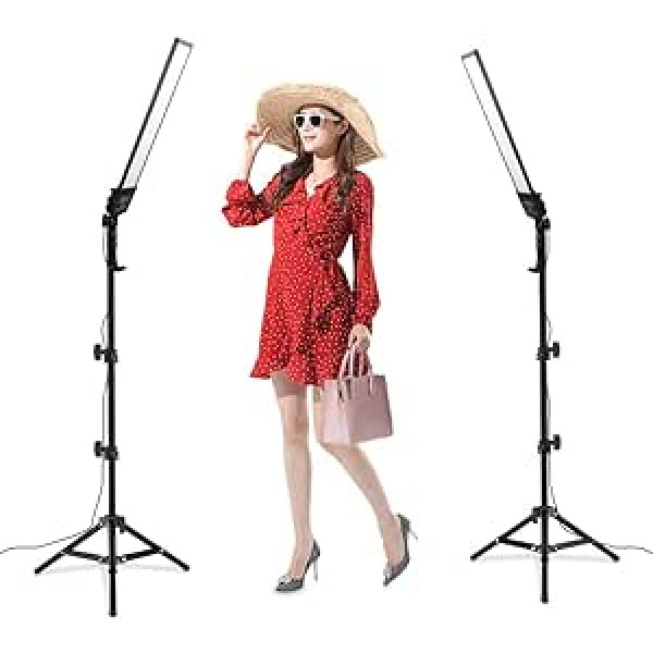 Heorryn Photography Studio LED Lighting Set with 192 Pieces LED Video Light 3200-5500K with Dimming Function and 2M Adjustable Tripod for YouTube Video Rotate Portraits