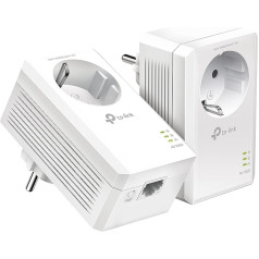 TP-Link Powerline Adapter Set TL-PA7017P KIT (1000 Mbit/s, with Socket, Gigabit Port, Plug & Play, Compatible with All HomePlug AV/AV2 Powerline Adapters, Ideal for Media Streaming)