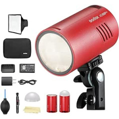 GODOX Flash AD100Pro Kit Strobe Light Photography, 100Ws 2.4G Wireless HSS 1/8000s Outdoor Flash Light Compact, for Camera, Flash, Modelling Light + Dome Diffuser, (Red)