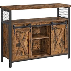 VASAGLE Sideboard, Kitchen Cabinet, Storage Cabinet with 2 Sliding Doors, Adjustable Shelf, Industrial, for Living Room, Vintage Brown/Black LSC092B01
