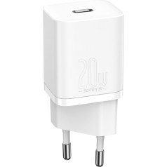 Super Si 1C ātrais telefona lādētājs USB-C 20W PD balts