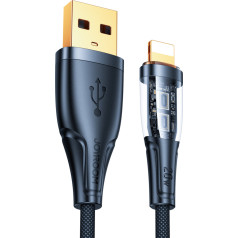 USB-A kabelis ar viedo slēdzi - iPhone Lightning 1,2m - melns