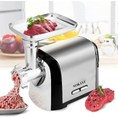 SOKANY SK-088 Electric Meat Mincer 3200 W, 3-in-1 Multi Food Processor, Sausage Filler with 3 Stainless Steel Hole Discs, Sausage Attachment, Pluger, Kebbe Attachment