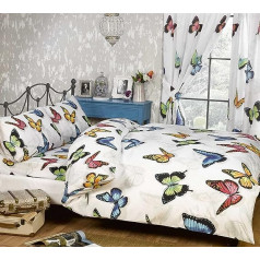 Rapport Butterflies King Size Duvet Cover Fitted Sheet & Curtains