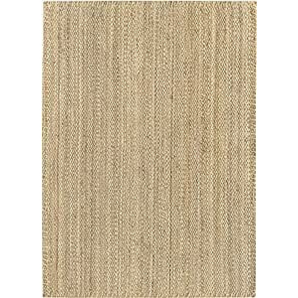 HAMID - Jute Teppich, Granada Teppich 100% Natürliche Jutefaser Handgewebt, Weicher Teppich und Hohe Festigkeit für Wohnzimmer, Esszimmer, Schlafzimmer, Flurteppich - Natürlich (170x120cm)