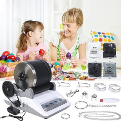 Rock Tumbler Kit, Professional Stone Cup Set, Polishing Drum, Stone Drum, Stone Grinder, Rock Polisher for Children and Adults, 7 Days Time Measurement Function, 4 Types Polishing Powder