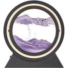 MENAYODA Sand Pictures for Rotating, 3D Flowing Sand Art with LED Night Light, 10 Inch Movable Sand Art Picture, Dynamic Sand Picture, Round Glass Frame for Office, Living Room, Desktop Decoration