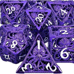 ARUOHHA DND Dice Set Mind Fayer Dice Metal Hollow Dungeons and Dragons Dice Set Role Playing D&D Dice 6 Sided Polyhedral Dice for RPG D and D Dice with Gift Box D20 D6 D4
