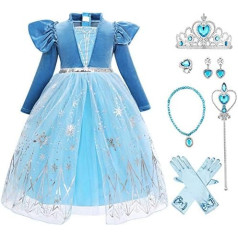 FYMNSI Girls Elsa Anna Costume Dress Party Outfit Fancy Dress Snow Queen Princess Halloween Carnival Cosplay Dress for 2-8 Years