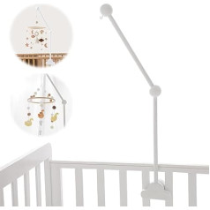 Baby Mobile Holder Wood, Mobile Holder Changing Table, Baby Mobile Arm Holder, Mobile Baby Holder Frame for Baby Bed and Playpen for Hanging Music Box Wind Chime Bed Bell (Clouds, White)
