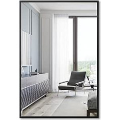 ‎Wowinne WOWINNE Wall Mirror Black 50 x 70 cm Rectangular Wall Mirror Horizontal or Vertical Hanging in Bedroom, Bathroom or Living Room