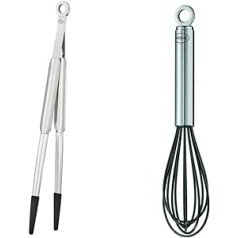 RÖSLE Long Nose Pliers Silicone, High-Quality Tongs, 32 cm & Whisk Silicone, High-Quality Whisk with Narrow Handle, Stainless Steel 18/10, Silicone, Temperature Resistant up to 220 °C, 27 cm