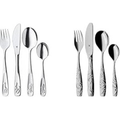 WMF Animals Children's Cutlery Set 4-Piece and Sloth Children's Cutlery Set 4-Piece Stainless Steel Cutlery Children from 3 Years Polished Cromargan Dishwasher Safe