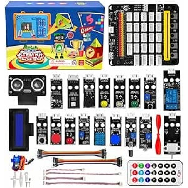 OSOYOO Starter Kit for BBC Micro:bit V1.5 V2 | Early STEM Education for Beginners and Children | Ultimate Bundle Includes Plug & Play Development Board, 20 Sensors & More (Not Include Micro:bit)