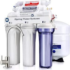 iSpring RCC7AK 6 Stufiges Umkehrosmose Trinkwasser Filtersystem, 75GPD mit Alkalien & Mineralien Filter, NSF-zertifiziert, Untertisch Umkehrosmoseanlage für Trinkwasser