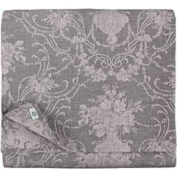 Linen & Cotton Luxury Jacquard Tablecloth, Table Linen, Roseus with Damask Pattern, 100% Linen, Rose/Grey (147 x 350 cm), Long, Festive, Rectangular, Home, Kitchen, Decoration, Catering, Birthday