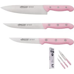 Arcos Kitchen Knife Set Pink | 3 Pieces | Chef Knife | Vegetable Knife | Paring Knife | Kitchen Knife Set Pink | Limited Edition | Solidaria