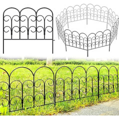 Thealyn 40 cm (H) x 2.35 m (L) Decorative Metal Garden Fence Panel Set Outdoor Patio Elegant Landscape Fencing Rustproof Wrought Iron Garden Fence Edging Flower Bed Animal Barrier Border