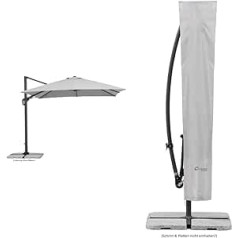 Schneider Rhodos Twist Parasol, Silver Grey, 300 x 300 cm Square, 730-14, Aluminium / Steel Frame, 25.7 kg & Schneider Protective Cover for Round Cantilever Parasols up to 300 cm Diameter, 813-00,