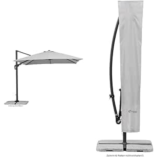 Schneider Rhodos Twist Parasol, Silver Grey, 300 x 300 cm Square, 730-14, Aluminium / Steel Frame, 25.7 kg & Schneider Protective Cover for Round Cantilever Parasols up to 300 cm Diameter, 813-00,