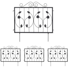 Relaxdays 60 x 60 cm Each Metal Garden Flower Bed Edging 4 Decorative Fence Panels Black