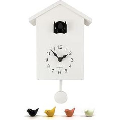 WALPLUS White Cuckoo Black Window Wall Clock Cuckoo Clock Modern Pendant Clock Children's Alarm Clock Decoration Vintage DIY Children's Room Living Room Home
