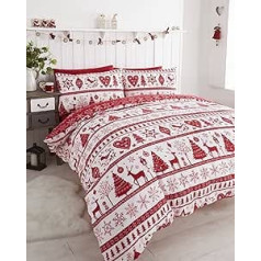 Noel Quilt Bettbezug 2 Kissenbezüge Bettwäsche Bettwäsche Set Weihnachten, rot, Betten