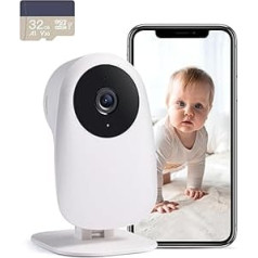 nooie Baby Monitor Camera, Baby Monitor with Camera and SD Card, WiFi Camera Indoor with App and 1080P HD Night Vision Intercom Function, Compatible with Alexa and 2.4 GHz WiFi, Motion Noise Detection