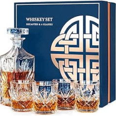 Whisky Carafe Whiskey Glasses Set, Gifts for Men, Men, Dad, 4 Whisky Glasses Decanter Gift Set, Whisky Lead-Free Glass Gift, Whiskey Whisky Glass Gift Box