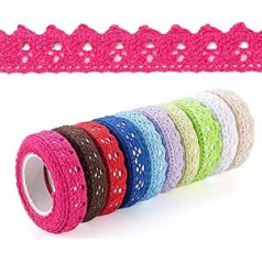 10 Rolls of Colour Lace Ribbon, Self-Adhesive, Colourful Trim, Vintage Decorative Ribbon, Lace Ribbon, Fabric Ribbon, Self-Adhesive Ribbons for Wedding, Decoration, Gifts, DIY, Crafts, Table