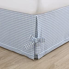 Laura Ashley Home | Hedy Collection | 100% Cotton Bed Valance 36cm Length Split Corners for Easy Fit Stylish Home Decor Queen Size Blue
