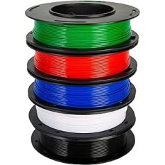 PLA Filament 1.75 mm, TINMORRY Filament 1.75 PLA for 3D Printers, Combipack Net Weight 1.25 kg, Black, White, Red, Dark Blue, Dark Green