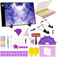TAVADA Light Table, A4 Diamond Painting LED Light, Light Table A4 Portable LED with Adjustable Brightness, Magnetic Light Plate Drawing Light Pad with USB Cable for Diamond Painting, Painting