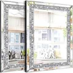 ZOLAPI Rhinestone Rhinestone Wall Mirror Brilliant Hand Spliced Glass Mirror Decorative Mirror for Hallway Bathroom Bedroom (11 x 15 Inch)