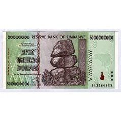 Zimbabwe 50 Trillion Dollar Note Bill Money Inflation Record Currency Zimbabwe Money Banknote