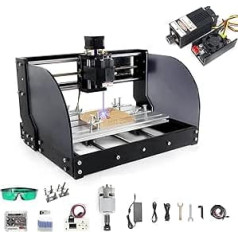 RATTMMOTOR 2 in 1 CNC 3018 Pro Max Milling and Engraving Machine with 5.5 W 5500 mW Laser Module, 420 x 350 x 270 mm, 3 Axis GRBL, Control ER11 10000 rpm for PVC PCB Wood Carving DIY Engraver Milling