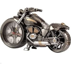 Gearmax Vintage Motorcycle Alarm Clock, Retro Style Table Clock, Student Alarm Clock, Table Desk, Motorcycle Rack Model, for Office Home Decoration, Children, Adults, Birthday Children Gift