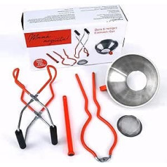 megusta!® Preserving Set of 5 | Glass Lifter | Lid Opener | Funnel Stainless Steel | Lid Magnet | Fine Sieve | Preserving + Transfer | + Preserving Labels