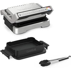 Tefal OptiGrill GC776D10 4-in-1 Barbecue Tongs, Hinged Contact Grill, 9 Programmes, Oven Function, Automatic Temperature and Time Adjustment