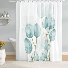 M&W Home Shower Curtain Natural Feel-Good Ambience Delicate Green Large Leaves Quiet Cosy and Soft High-Quality Textile Curtain Made of Polyester 100% Waterproof Size 180 x 200 cm