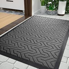 Yimobra Front Door Mat, Heavy Duty All Season Doormat for Entryway of Home, Garage and Garden, Non-Slip Natural Rubber, Colourfast, 92 x 61 cm, Grey