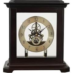 PRIM Design Table Clock Elegant Dark Wood/Elegant Quartz Stepper Motor Original Dial Luxury Table Decoration Size: 220 x 280 x 180 mm Luxury Decoration for Living Room Bedroom Office