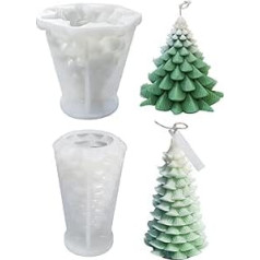 Christmas Candle Molds Silicone Christmas Tree Molds for Candle Making 2 Pieces