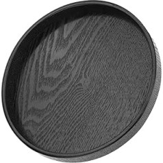 Jeanoko Round Shape Black Solid Wood Tea Coffee Snack Food Serving Tray Plate Restaurant Trays (30 cm)