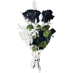 BEIJA FLOR Hand-tied Rose Bouquet with 3 Roses and Ruscus - Real Eternal Roses 3 Years Shelf Life - Roses with Stems Height 26 cm - Made in Germany (Black)